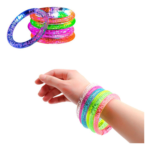 Pulsera Luminosa Led Cotillon Acrilica Brillantes Fiesta X30