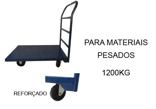 Carro Plataforma Especial 1200kg. Roda Ferro Fundida Revest