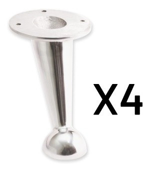 X4 Patas De Aluminio Macizo Pulido Para Sillón O Mueble X4