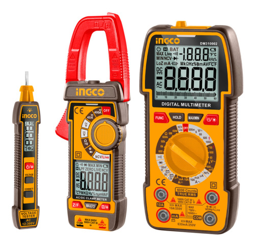 Kit Multímetro, Pinza Amp Y Detector De Corriente Ingco