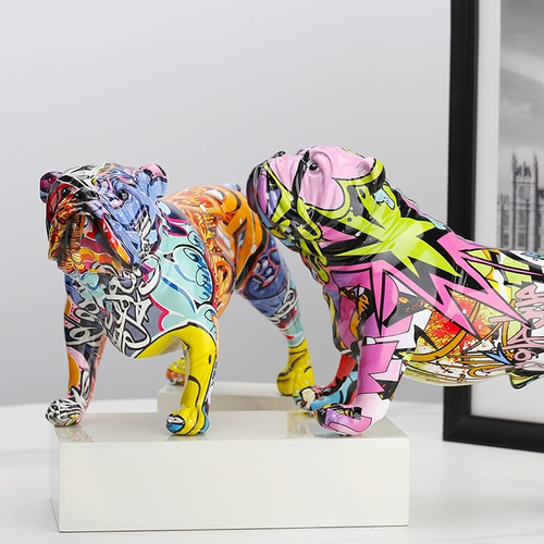 Figuras Creativas Coloridas De Bulldog Inglés, Arte De Graff