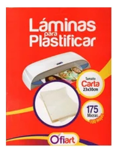 Caja De Laminas De Plastificar Carta De 175 Micras 100 Unid.
