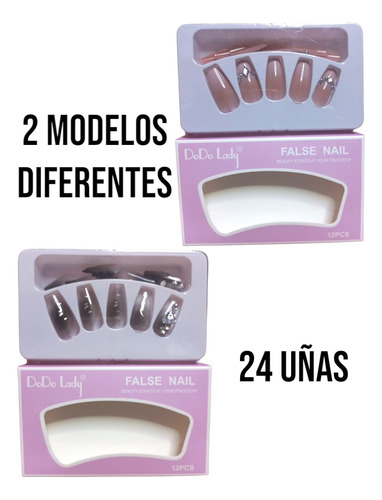 24 Piezas De Uñas Press-on Distintos Colores Uñas Postizas Modelo 3