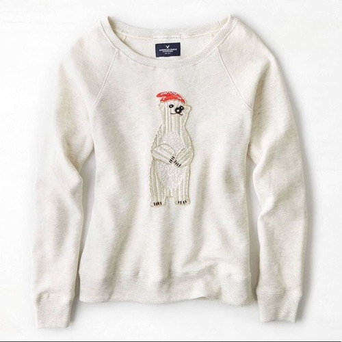 Buzo Sweatshirt American Eagle Polar Bear Nuevo Bordado