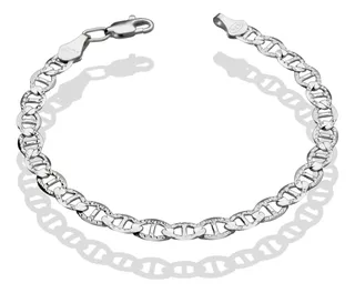 Pulsera Gussi Ancla Diamantada 5.5 Mm X 19 Cm Plata Ley .925