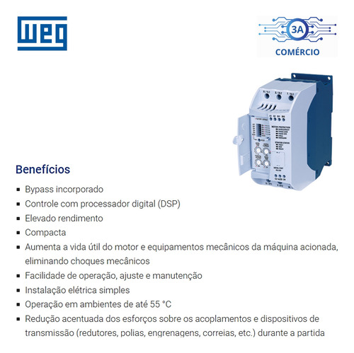 Chave De Partida Soft Starter Weg Ssw05 30a 10/20cv 220/380v