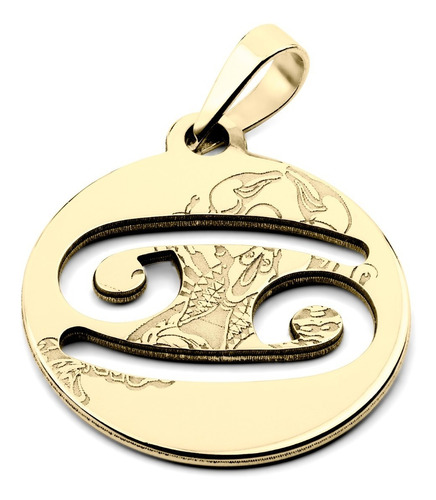 Dije Cancer Signo Zodiacal Oro Solido 10k Laser 2cm