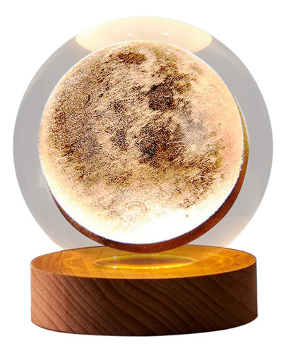 Lampara Bola Cristal 3d Luna Luces Led Noche Nocturna