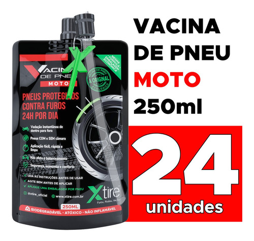 Vacina De Pneu Xtire Para Moto Pouch 250ml Caixa Com 24 Un