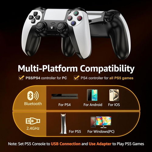 Mando Inalámbrico Iwgame P/ Ps5/ps5 Pro/ps4/pc Blanco