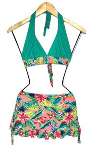 Bikini Top Falda Clara Campoamor Verde Gl-30 Color Verde