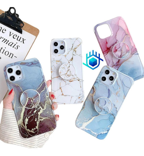 Funda Galaxy Arena Marmol + Pop Protector Mujer Dama Hombre