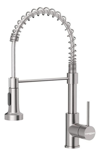 Llave Monomando Lavaplatos Flexible Griferia Cocina Coreaqua Color Nickel