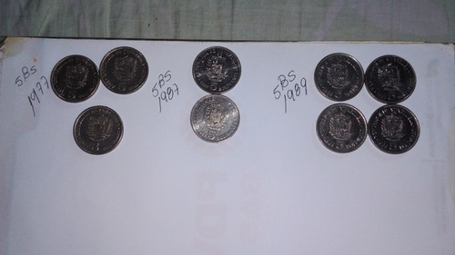 Monedas De 5 Bolívares Niquel 1977-1987-1989 Coleccion 