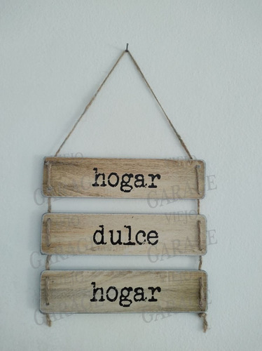 Carteles Colgantes Frases De Chapa - X3 Pzas Hogar Dulce Hog