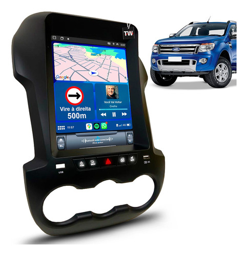 Kit Multimídia Tesla Ford Ranger 2012 À 2016 Wifi Bluetooth Cor Ford Ranger Xl 2012 À 2016