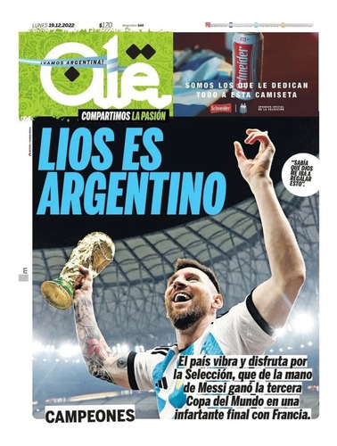 Diario Olé Lunes 19 De Diciembre- Argentina Campeón Del Mund