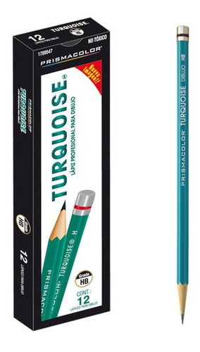 Lápiz Profesional Para Dibujo Hb Turquoise 12 Piezas