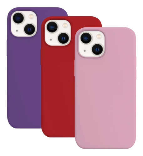 Capa iPhone 13 - Kit 3 Capinhas Premium Silicone Aveludado