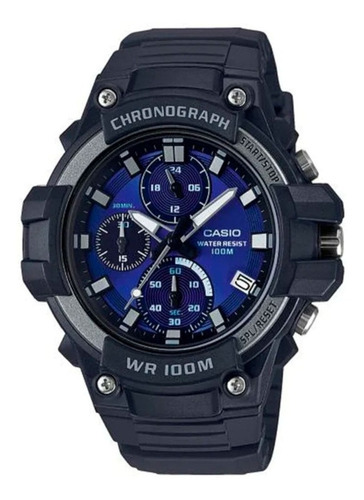 Reloj Casio Crono Mcw-110h-2a2 Hombre E-watch Color de la correa Negro Color del bisel Gris Color del fondo Azul