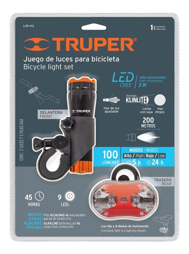 Linterna Luces Para Bicicleta Truper Prof (ing Maschwitz)