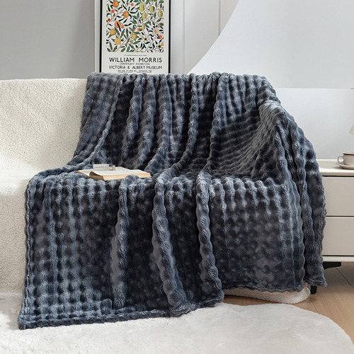 Cozy Flannel Blanket For Fall Winter Soft Bubble Fur Sofa