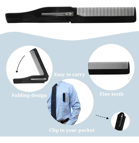 Pente De Bolso Dobrável Para Barba Com Espelho,