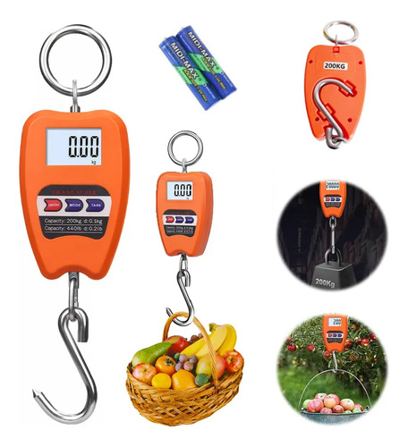 Báscula Balanza Colgante Gancho Digital Lcd Portátil 200kg