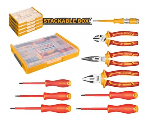 Set Organizador + 9 Herramientas Aisladas P Electricista Ing