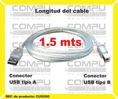 Cable Usb Desoxigenado A-b 1.5 M Ref: Cus20o Computoys Sas