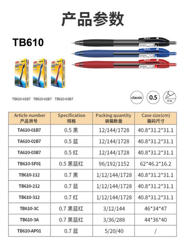 Bolígrafo Gel Quick Dry Tb610-212 Azul 12pcs Beifa