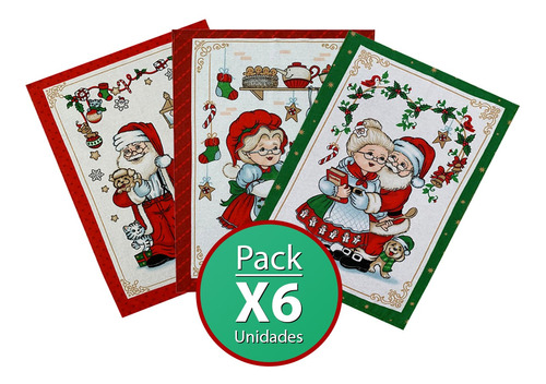 Pack X6 Repasadores Dohler Tecilar 45x65cm Diseños Navideños