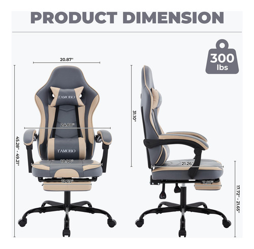 Silla De Juegos Con Soporte Lumbar Ergonómico Y Reposapiés