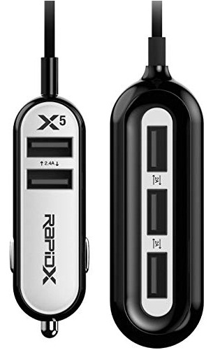 Rapidx X5 - Cargador De Coche Usb (2 - 24 A Incluye 5 Puerto