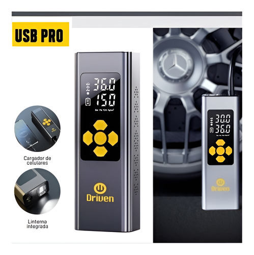 Compresor De Aire Portatil Driven Inflador Recargable Usb