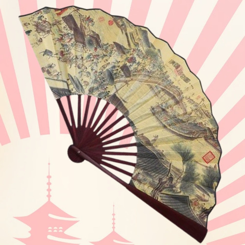 Kit 3 Leques Dobrável Bambu Cosplay Chinês Japão Kung Fu