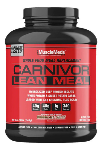 Proteina Musclemeds Carnivor Lean Meal 4.2 Lb Chocolate Sabor Chocolate fudge