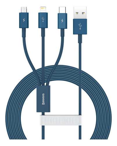 Cable Usb 3 En 1 Baseus Micro Usb + Usb-c + Lightning