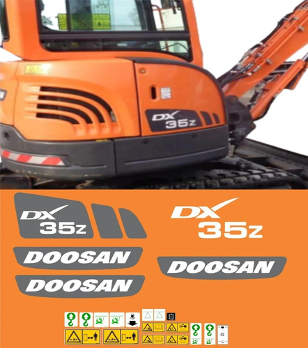Adesivos Mini Escavadeira Compatível Com Doosan Dx35z Dx 35z