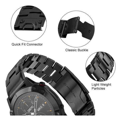 Correa De Aleación De Titanio Negra Para Garmin Fenix 7x