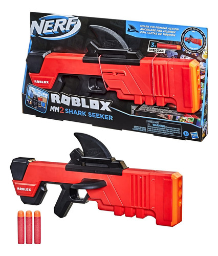 Pistola Nerf Roblox Mm2 Con Aleta De Tiburón Con 3 Dardos
