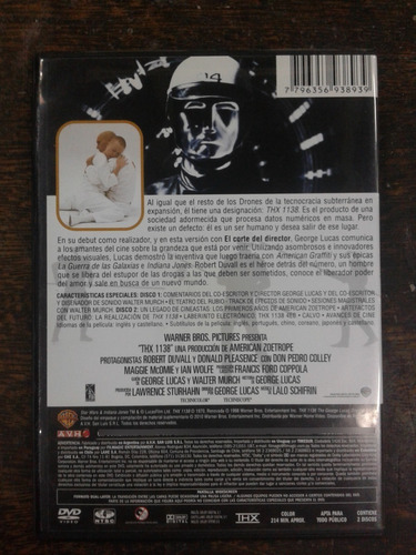 Imagen 2 de 4 de Thx 1138 (1970) * 2 Dvd * Ciencia Ficcion *