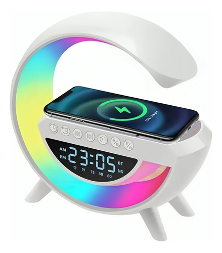 Lámpara Inteligente De Mesa Luces Bluetooth Cargador Reloj