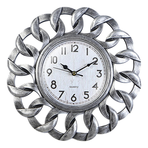 Reloj De Pared Retro Con Pilas Plástico Para Bar Plata
