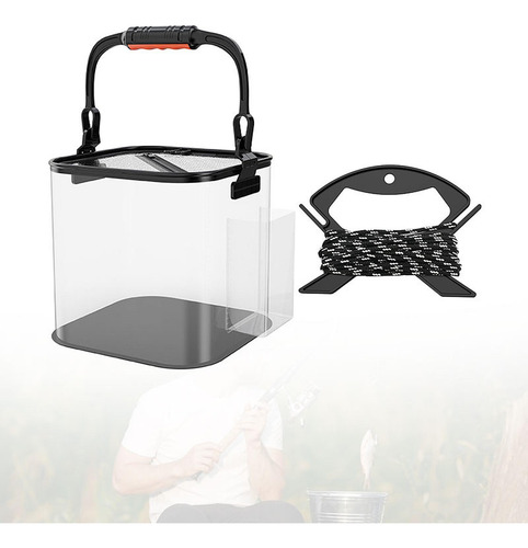 Cubo De Pesca Plegable Cubo De Bolsillo Lateral De Black20cm