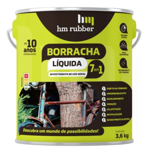 Borracha Liquida Hm Rubber Impermeabilizante Multiuso 3,6 L