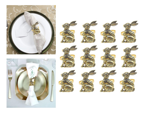 Servilleteros De Conejo De Pascua, Adorno Con Hebilla Oro