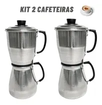 Comprar Kit 2 Cafeteiras Aluminio Polido Econômica Italiana Oferta