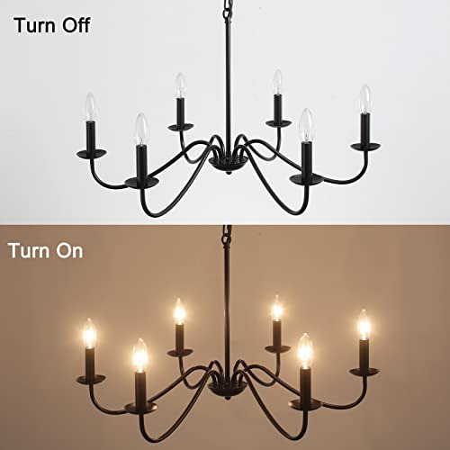 Candelabro Negro Yczhcc, 6 Luces, De Hierro Industrial