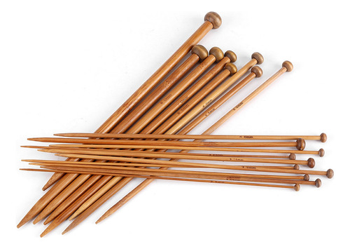 Conjunto De Agulhas De Tricô De Bambu, Carbonizado De Ponta